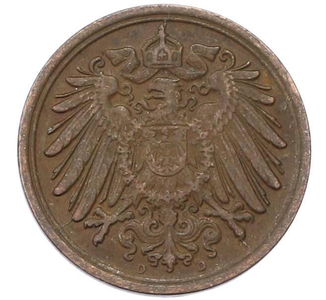 Монета 1 пфенниг 1911 года D Германия (Артикул: M2-89003) — Фото №2