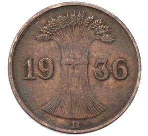 1 рейхспфенниг 1936 года D Германия — Фото №1