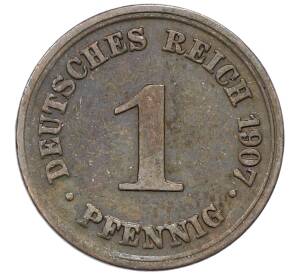 1 пфенниг 1907 года D Германия — Фото №1