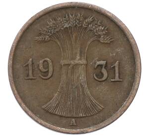 1 рейхспфенниг 1931 года A Германия — Фото №1