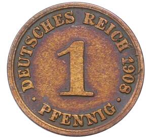 1 пфенниг 1908 года A Германия — Фото №1