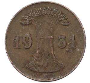1 рейхспфенниг 1931 года D Германия — Фото №1