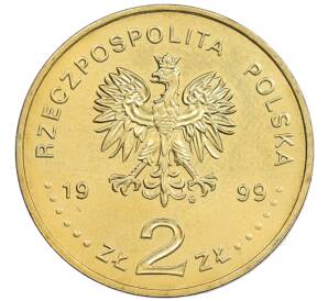 2 злотых 1999 года Польша «150 лет со дня смерти Фредерика Шопена» — Фото №2