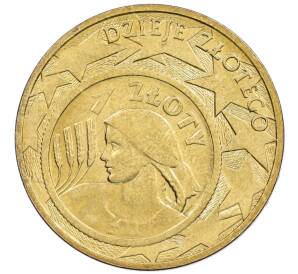 2 злотых 2004 года Польша «История польского злотого — голова девушки на 1 злотом 1924 года» — Фото №1