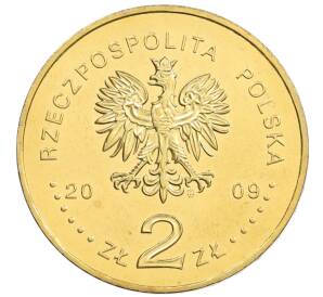 2 злотых 2009 года Польша «180 лет центральному банку Польши» — Фото №2