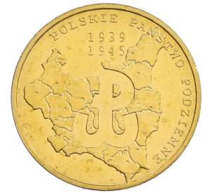 2 злотых 2009 года Польша «70 лет польскому подпольному движению» — Фото №1