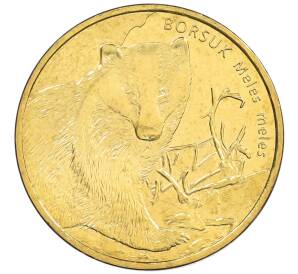 2 злотых 2011 года Польша «Всемирная природа — Барсук» — Фото №1
