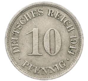 10 пфеннигов 1914 года F Германия — Фото №1