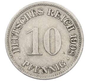 10 пфеннигов 1908 года F Германия — Фото №1