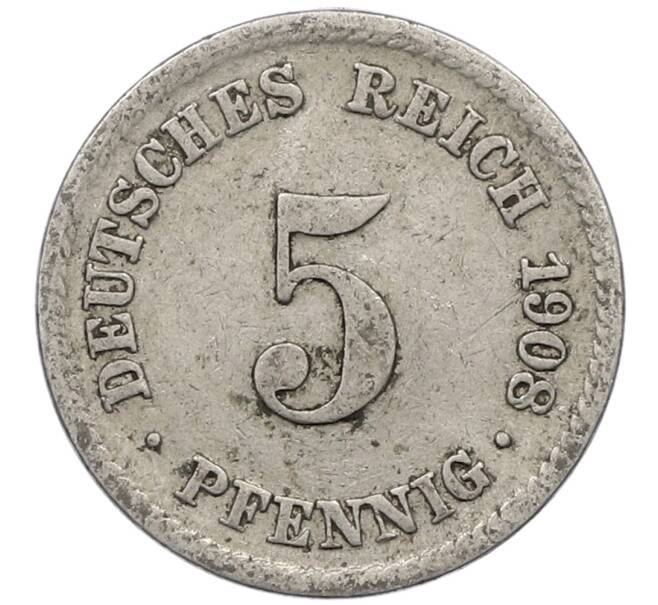 Монета 5 пфеннигов 1908 года F Германия (Артикул: M2-89460) — Фото №1