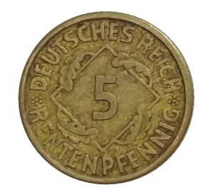 5 рентенпфеннигов 1924 года A Германия — Фото №2
