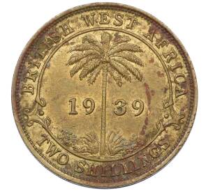 2 шиллинга 1939 года KN Британская Западная Африка