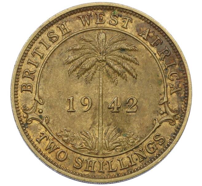 Монета 2 шиллинга 1942 года KN Британская Западная Африка (Артикул: K12-65928) — Фото №1