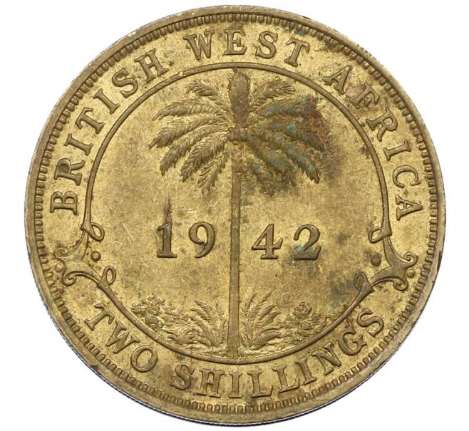 Монета 2 шиллинга 1942 года KN Британская Западная Африка (Артикул: K12-65934) — Фото №1