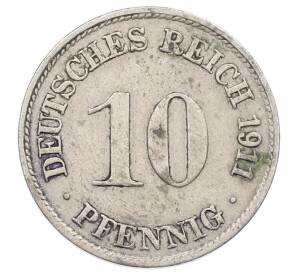 10 пфеннигов 1911 года D Германия — Фото №1