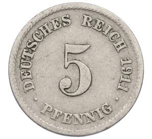 5 пфеннигов 1911 года F Германия — Фото №1