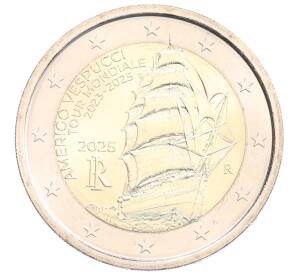 2 евро 2025 года Италия «Кругосветное путешествие Америго Веспуччи 2023-2025» — Фото №1