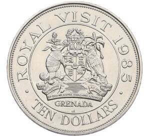10 долларов 1985 года Гренада «Визит Королевы Елизаветы II» — Фото №1