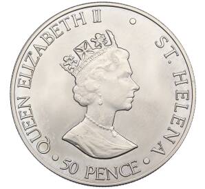 50 пенсов 2000 года Остров Святой Елены «100 лет со дня рождения Королевы Матери» — Фото №2