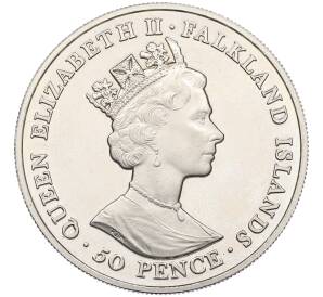 50 пенсов 2002 года Фолклендские острова «Смерть Королевы Елизаветы I — Королевы-матери» — Фото №2