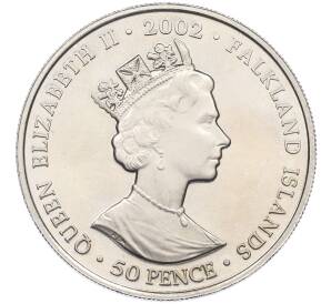 50 пенсов 2002 года Фолклендские острова «50 лет правлению Королевы Елизаветы II — Королева в карете» — Фото №2