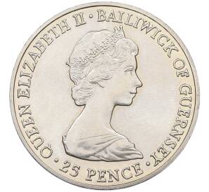 25 пенсов 1980 года Гернси «80 лет Королеве-матери» — Фото №2
