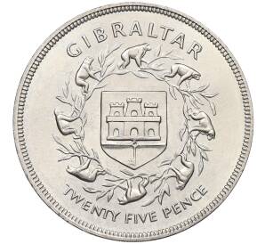 25 пенсов 1977 года Гибралтар «25 лет правления Королевы Елизаветы II» — Фото №1