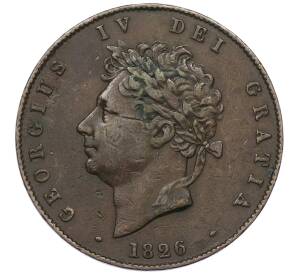 1/2 пенни 1826 года Великобритания — Фото №1