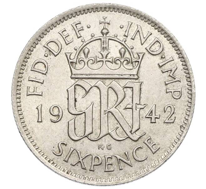 Монета 6 пенсов 1942 года Великобритания (Артикул: K12-66834) — Фото №1