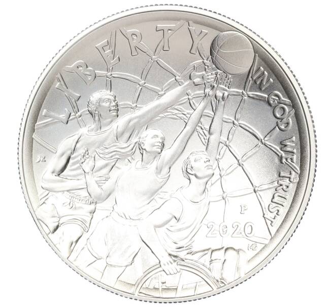 Монета 1 доллар 2020 года P США «Зал Славы Баскетбола» (Артикул: M2-89519) — Фото №2