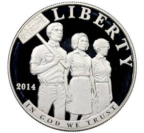 1 доллар 2014 года P США «Закон о гражданских правах 1964 года» — Фото №2