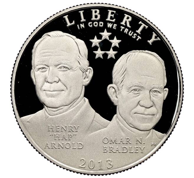 Монета 1/2 доллара (50 центов) 2013 года S США «Генри Арнолд и Омар Брэдли» (Артикул: M2-89531) — Фото №1