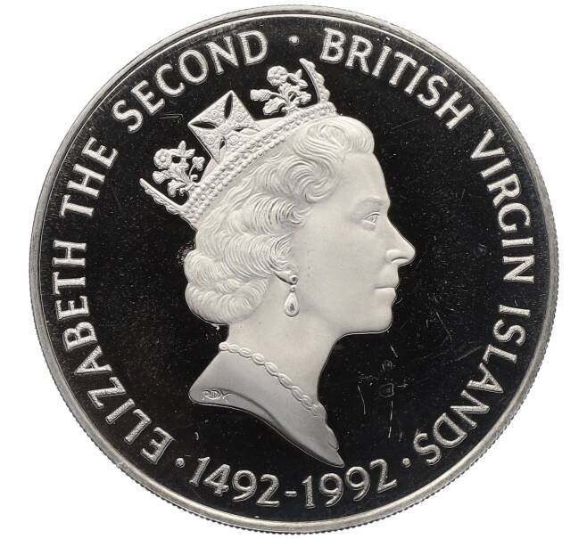 Монета 1 доллар 1992 года Британские Виргинские острова «500 лет открытию Америки» (Артикул: K4-0301) — Фото №2