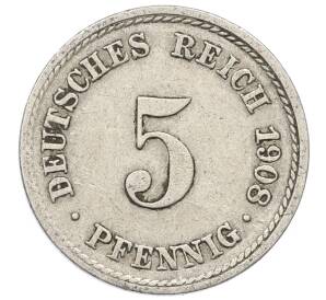 5 пфеннигов 1908 года F Германия — Фото №1