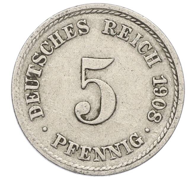 Монета 5 пфеннигов 1908 года F Германия (Артикул: M2-89698) — Фото №1