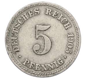 5 пфеннигов 1905 года F Германия — Фото №1