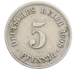 5 пфеннигов 1908 года A Германия — Фото №1
