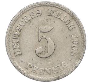 5 пфеннигов 1908 года F Германия — Фото №1