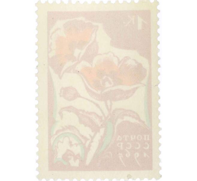 Почтовая марка 1 копейка 1965 года «Цветы — Маки» (Артикул: P1-0714) — Фото №2