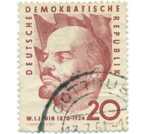 Почтовая марка 20 пфеннигов 1960 года Восточная Германия (ГДР) «90 лет со дня рождения Ленина»