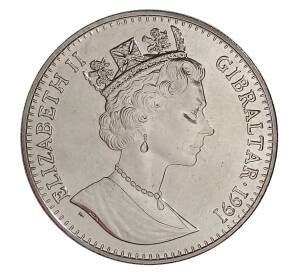 1 крона 1991 года Гибралтар «XXV Летние Олимпийские игры в Барселоне 1992 — Бокс» — Фото №2