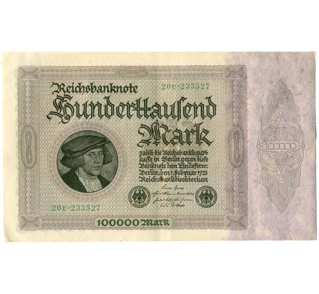 Банкнота 100000 марок 1923 года Германия (Артикул: K4-0374) — Фото №1