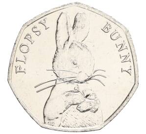 50 пенсов 2018 года Великобритания «150 лет со дня рождения Беатрис Поттер — Флопси Банни» — Фото №1