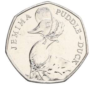 50 пенсов 2016 года Великобритания «150 лет со дня рождения Беатрис Поттер — Клара Кряквуд» — Фото №1