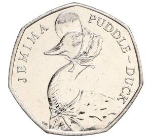50 пенсов 2016 года Великобритания «150 лет со дня рождения Беатрис Поттер — Клара Кряквуд»