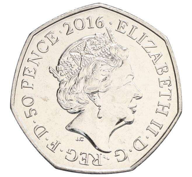 Монета 50 пенсов 2016 года Великобритания «150 лет со дня рождения Беатрис Поттер — Клара Кряквуд» (Артикул: K10-0216) — Фото №2