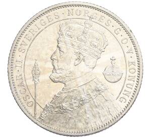 2 кроны 1897 года Швеция «25 лет вступлению на престол Короля Оскара II» — Фото №1