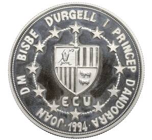 10 динеров 1994 года Андорра «ЭКЮ — таможенный союз» — Фото №2