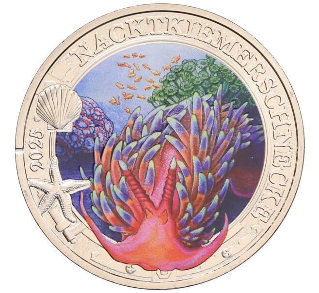 Монета 3 евро 2025 года Австрия «Светящаяся морская жизнь — Голожаберный моллюск» (Артикул: M2-89855) — Фото №1