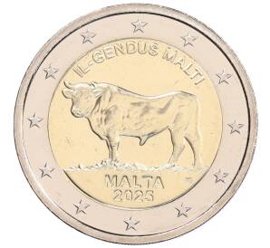 2 евро 2025 года Мальта «Мальтийский бык» — Фото №1